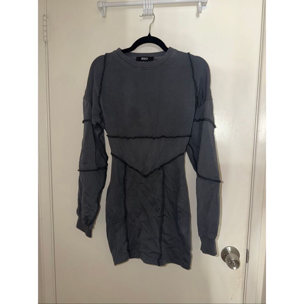 EGO size 2 long sleeve mini dress blueish gray